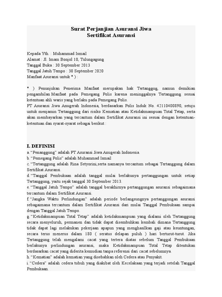 Contoh Kasus Asuransi Dan Penyelesaiannya