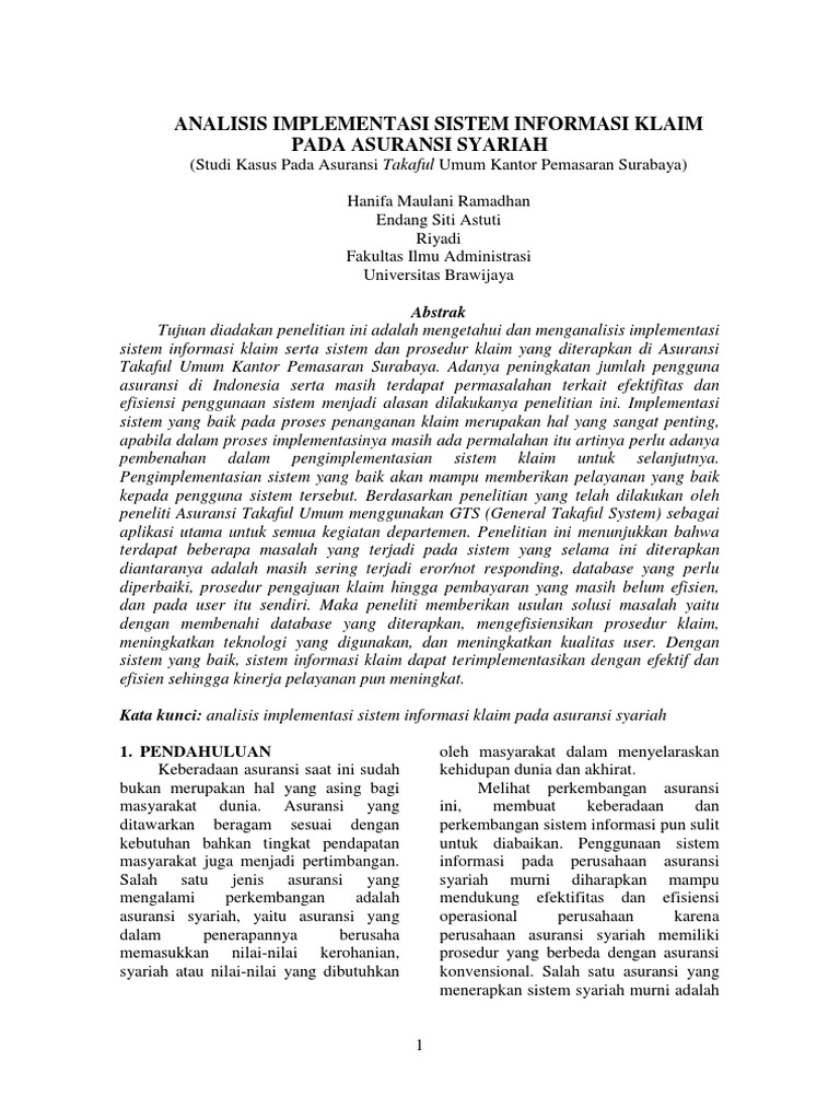 Jurnal Tentang Asuransi Syariah