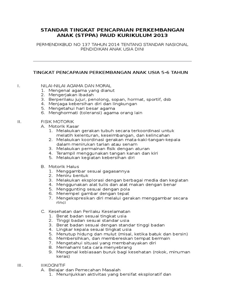 Contoh Stppa Paud Usia 4 5 Tahun