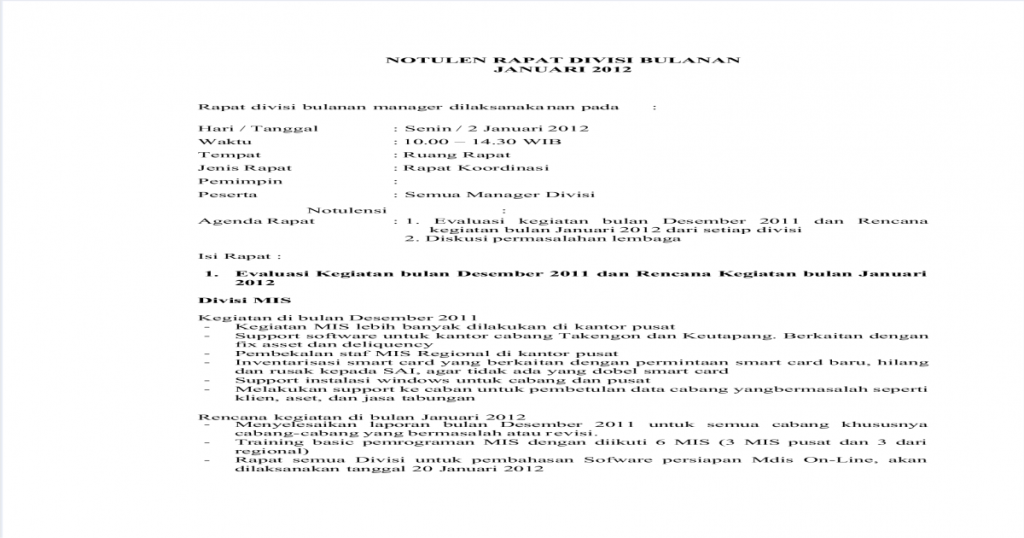 Notulen Hasil Rapat Paud