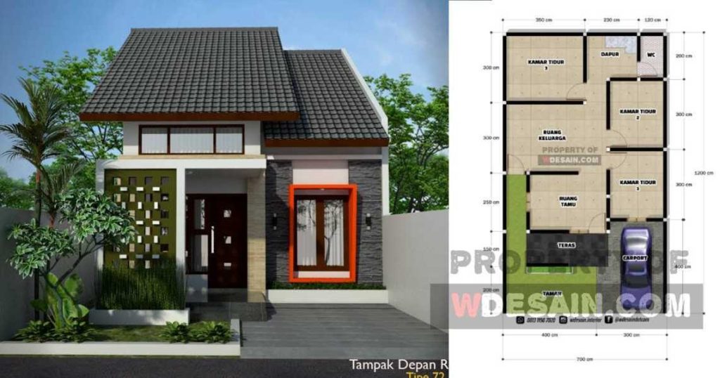 Desain Rumah 3 Kamar 1 Lantai