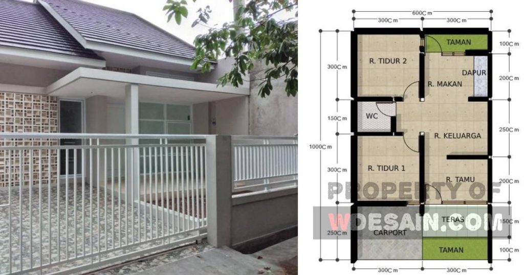 Desain Rumah Ukuran 6×10 Meter 1 Lantai