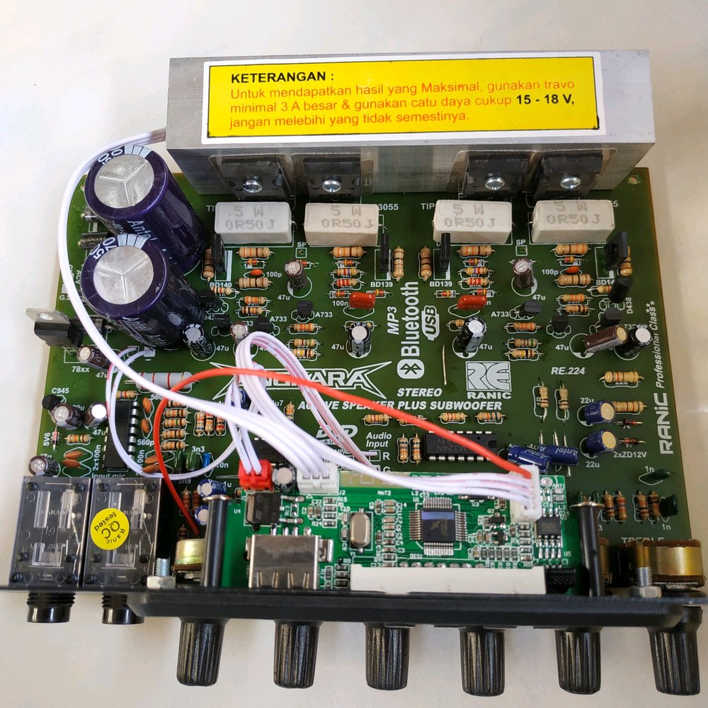 Kit Power Amplifier Speaker Aktif Stereo Karaoke Plus Bluetooth Mp3