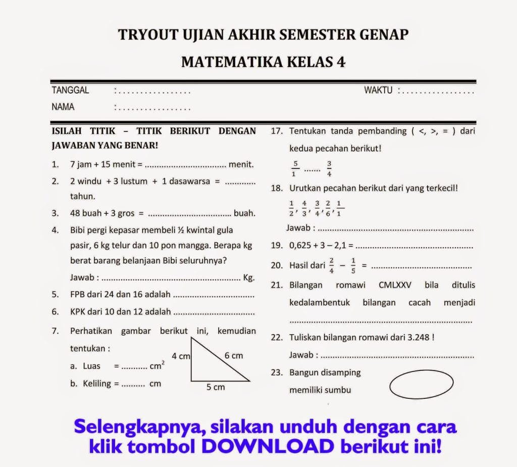 Soal Bahasa Indonesia Kelas 4 Semester 2 Soal Bahasa Indonesia Kelas 4 Semester 2