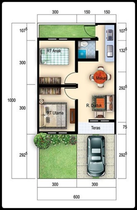 Desain Rumah 6×10 Memanjang