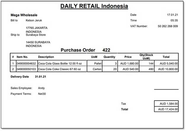 Contoh Purchase Order Perusahaan