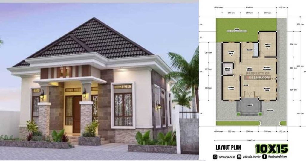 Desain Rumah Ukuran 10×10 Dengan Garasi