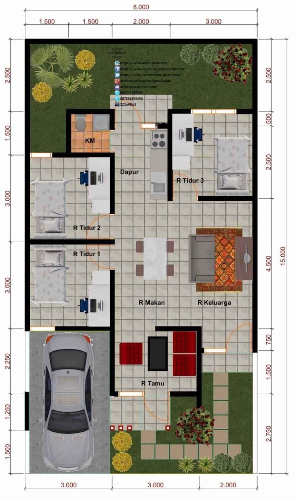 Desain Rumah 8×10 3 Kamar Tidur Desain Rumah 8×10 3 Kamar Tidur