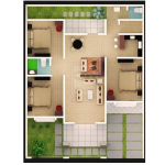 Desain Rumah 6×9 2 Kamar Tidur