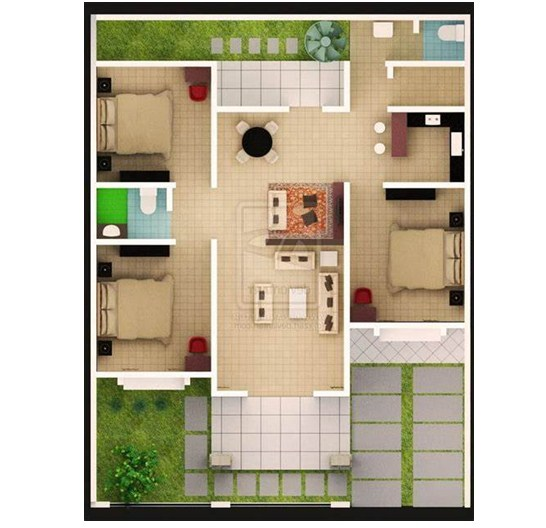 Desain Rumah 6×9 2 Kamar Tidur