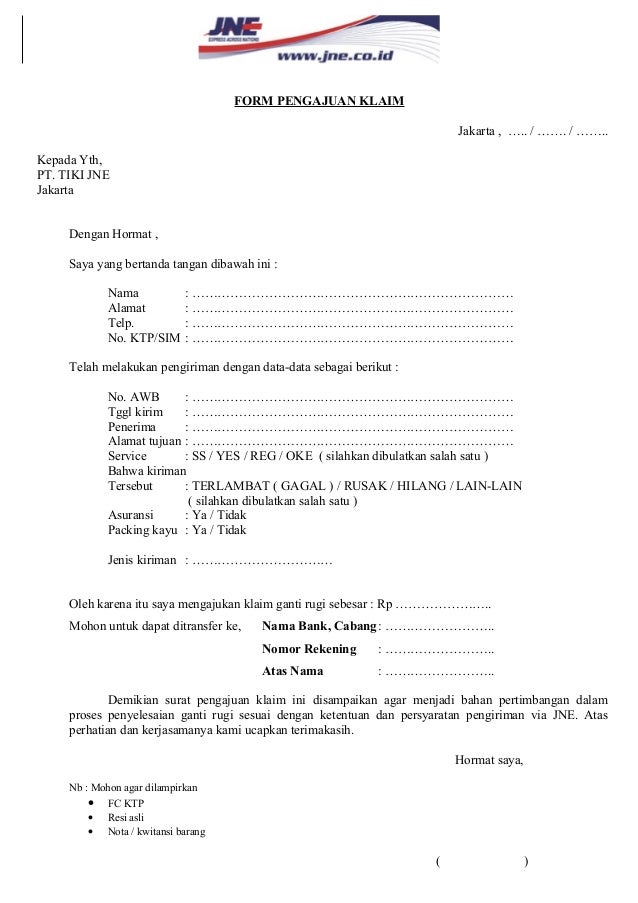 Surat Pengajuan Asuransi