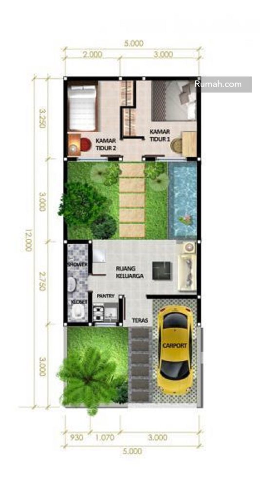 Desain Rumah Dengan Taman Di Tengah