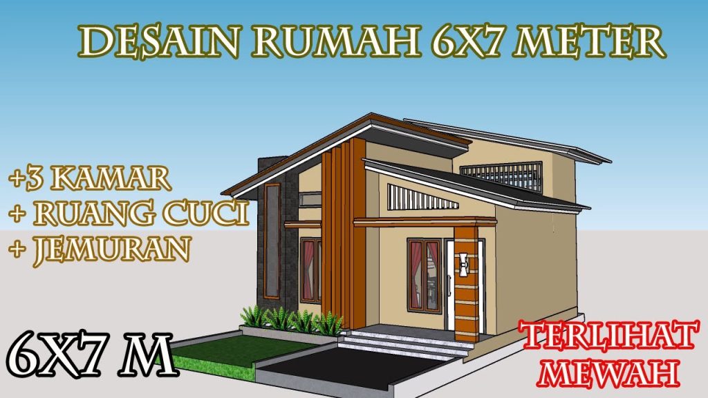 Desain Rumah Ukuran 6×7 Meter 3 Kamar