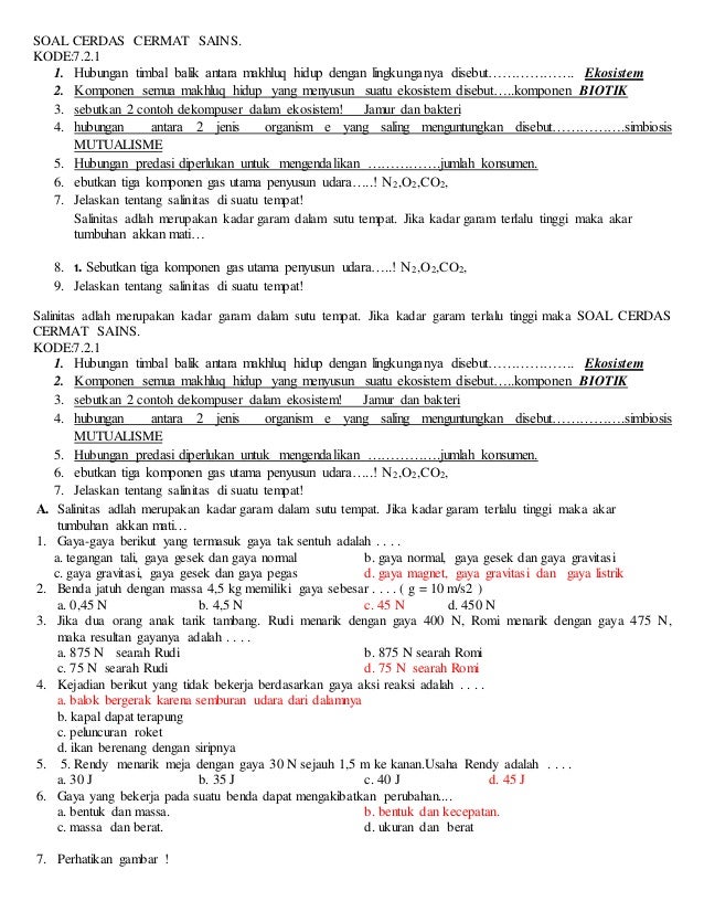 Soal Cerdas Cermat Ipa Sd Kelas 4 5 6