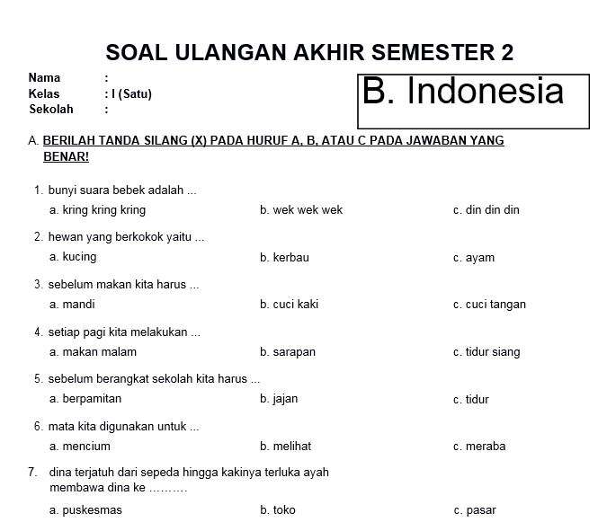 Soal Bahasa Indonesia Soal Bahasa Indonesia