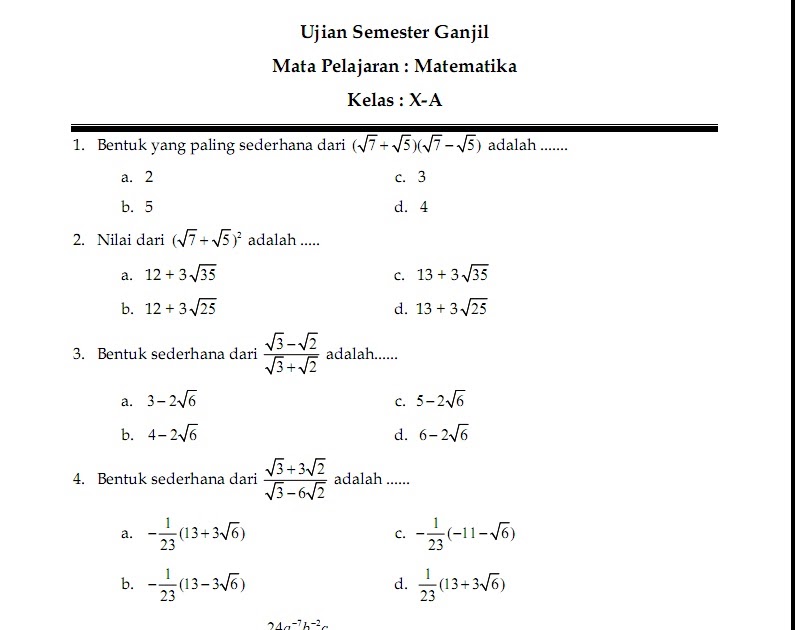 Soal Logaritma Kelas 10