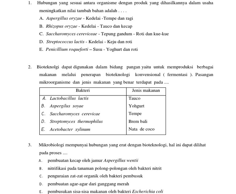 Soal Bioteknologi Kelas 9