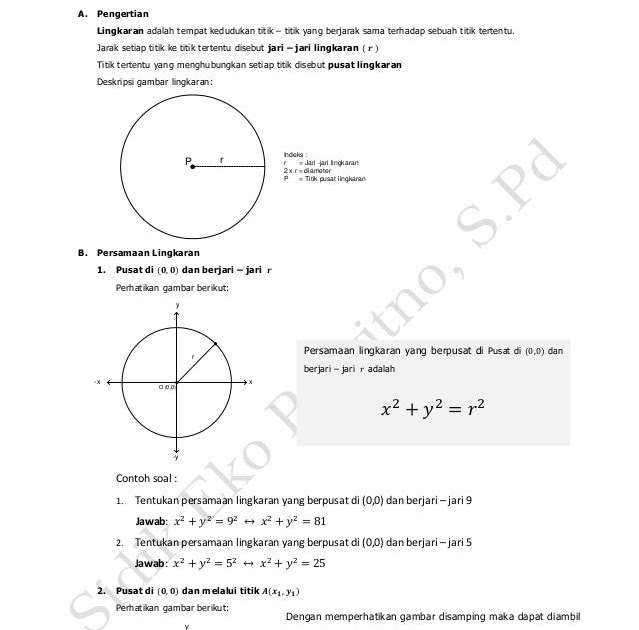 Soal Lingkaran Kelas 11 Soal Lingkaran Kelas 11