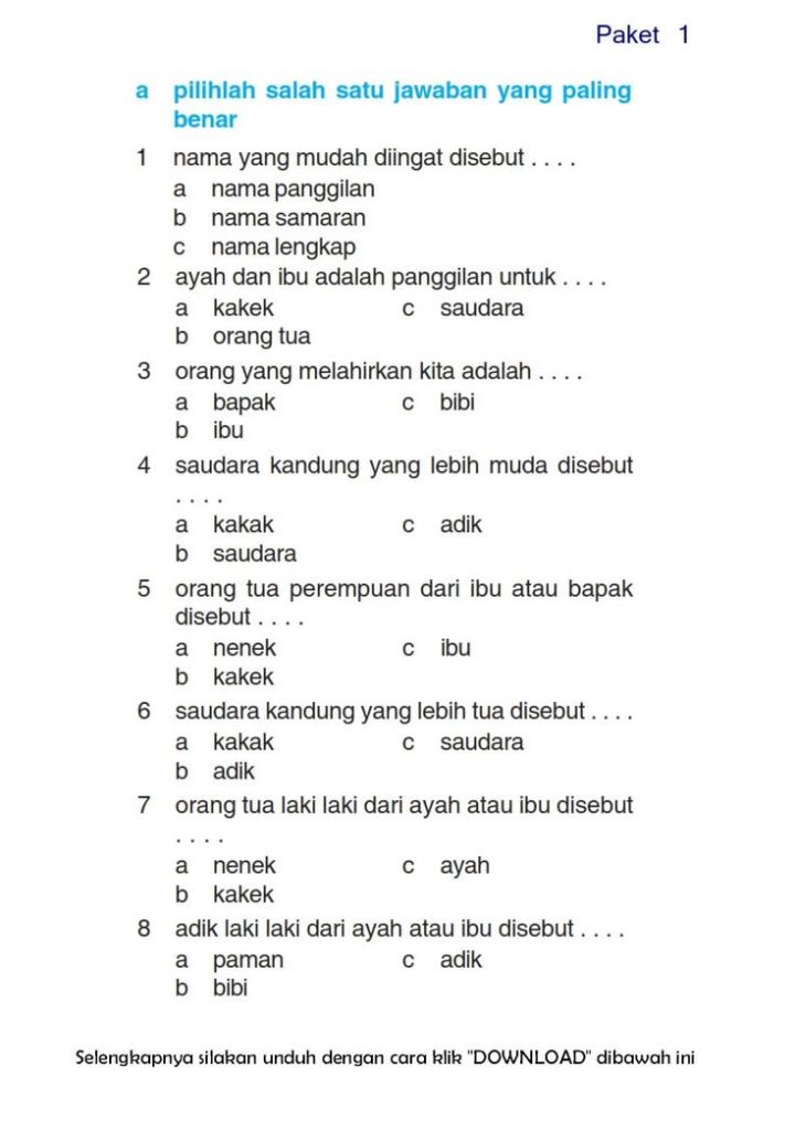 Soal Ips Kelas 1 Sd