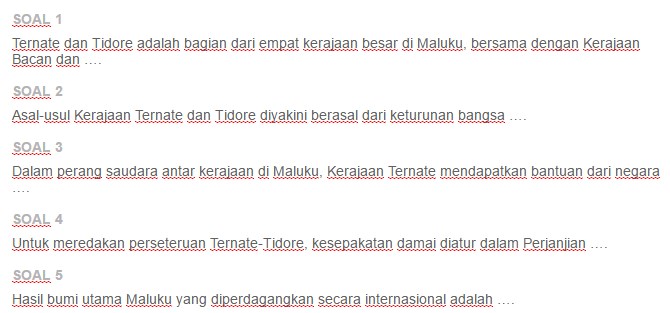 Soal Essay Tentang Kerajaan Ternate Dan Tidore Soal Essay Tentang Kerajaan Ternate Dan Tidore