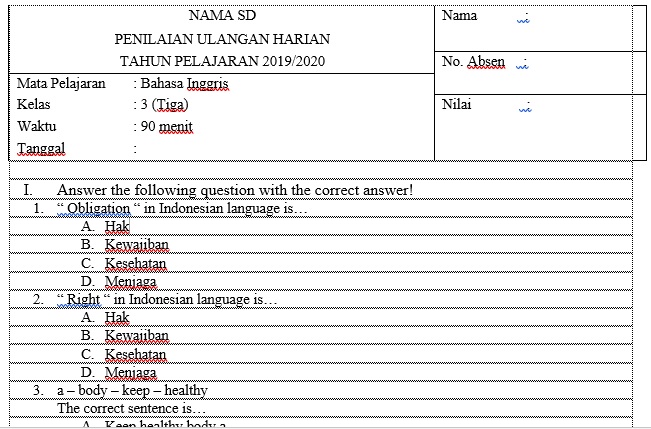 Soal Ujian Kls 3 Semester 2