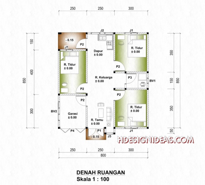 Desain Rumah 8×8 Meter 2 Lantai
