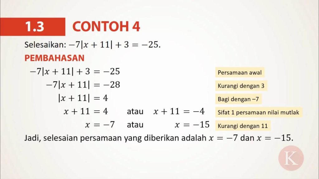 Contoh Soal Persamaan Nilai Mutlak